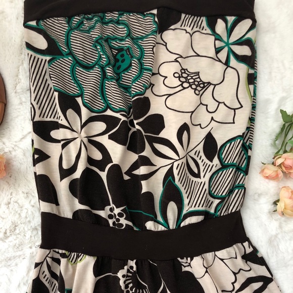 ✨Y2K Mossimo Supply Co. Brown Tan Floral Tube Top Dress XS - Picture 5 of 8